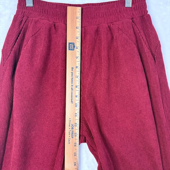 Halara Corduroy Wide Leg Elastic Waist Pull On Pants Womens S Red Burgundy NEW - Picture 6 of 8